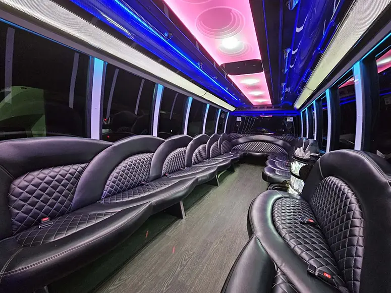 Limo bus exterior, downtown-ready